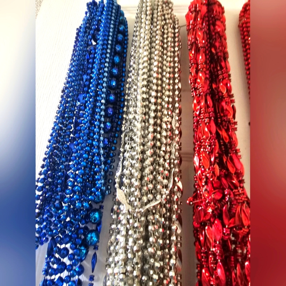NECKLACES RED, WHITE, BLUE & SILVER